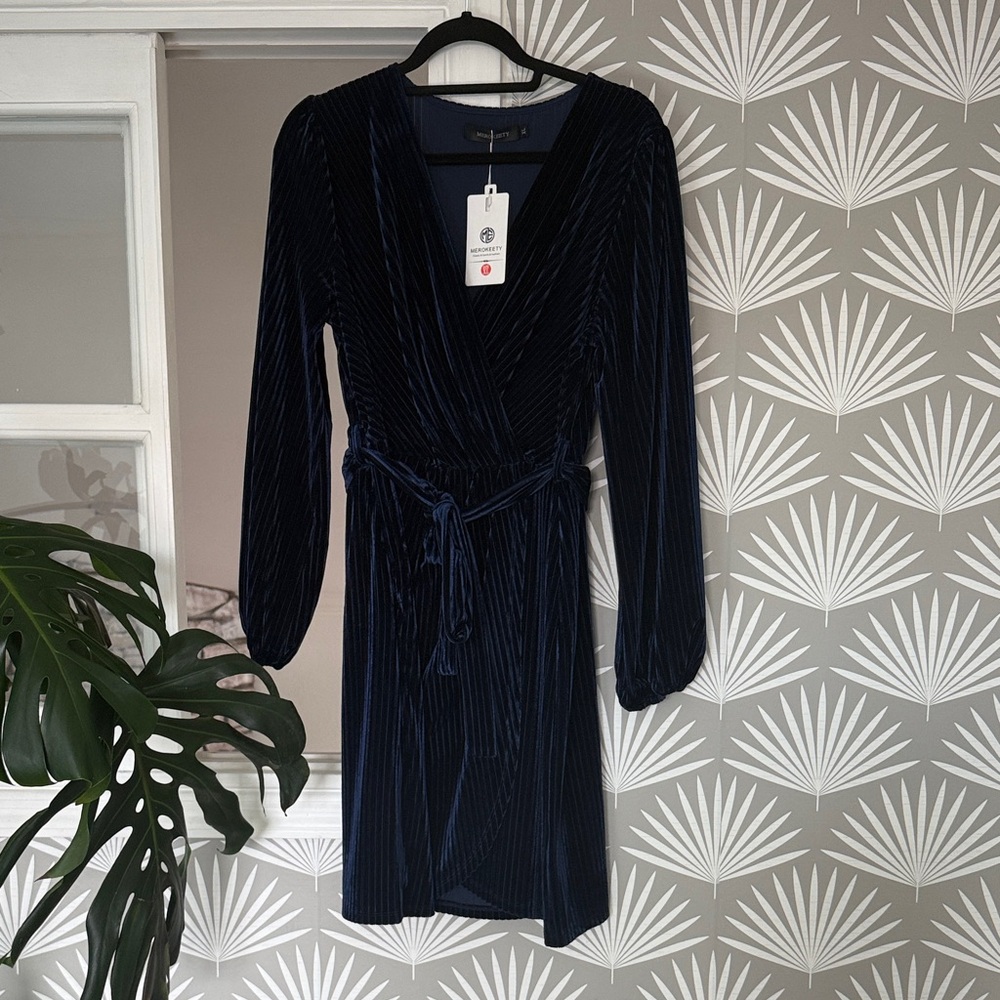 Navy Blue Velvet Dress